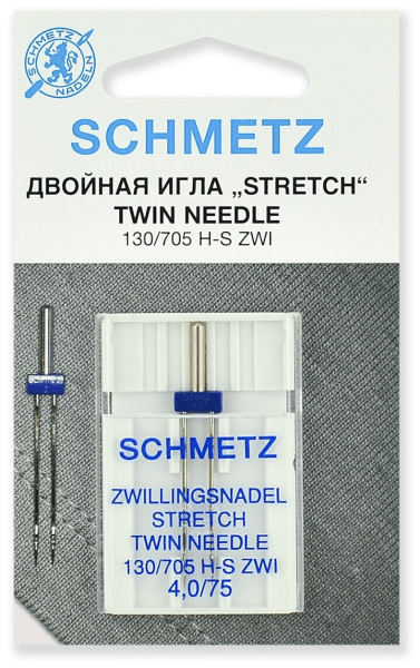 Иглы Schmetz стрейч двойные 130/705 H-S ZWI 4,0/75, 1 шт в Домодедово
